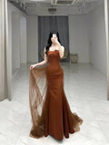 Vestido longo de noite elegante, sereia, sem alças, vestido formal Y2068