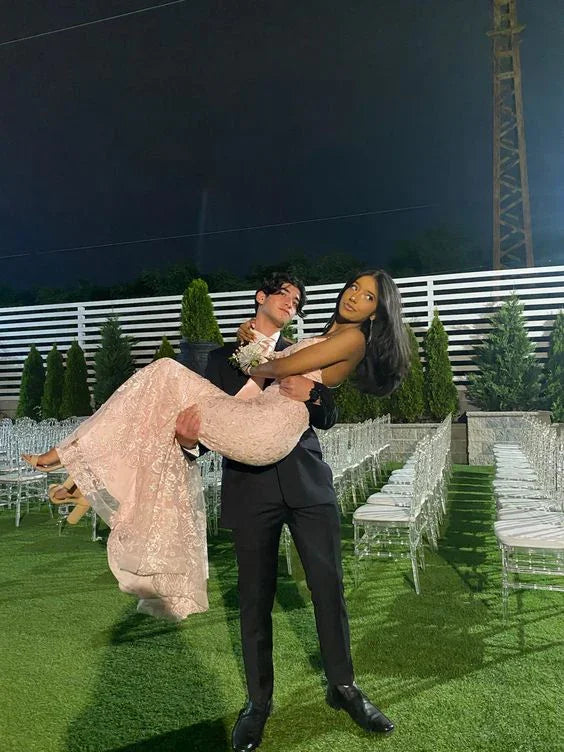Vestido de Baile Estético Cor-de-Rosa, Vestido de Noite Sem Costas Y3001