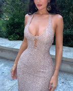 Vestido de Noite Longo de Sereia com Lantejoulas Sedutoras Vestido de Baile Y7733