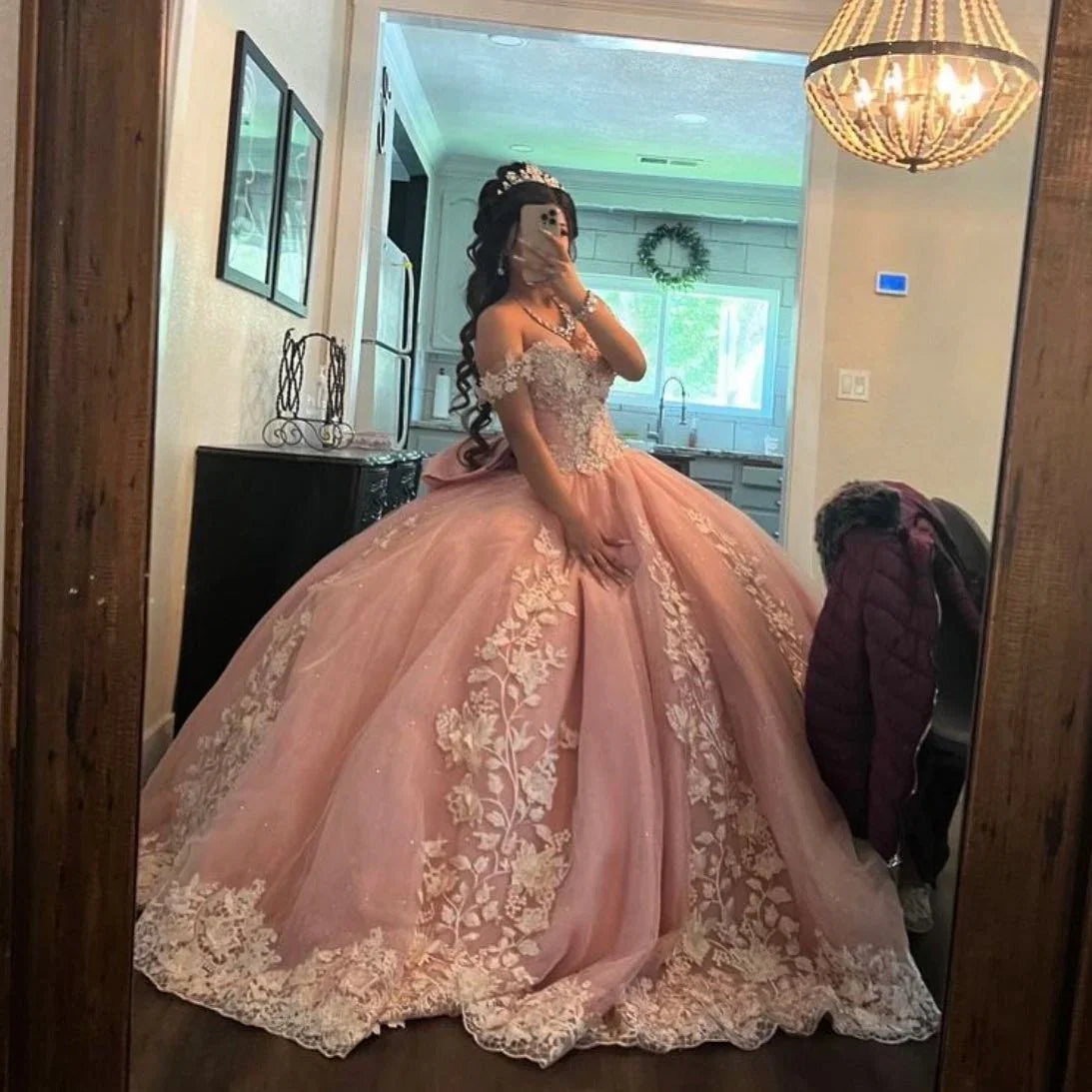 Robe de bal Quinceañera à épaules dénudées pour fille de 16 ans Robe de princesse avec appliques pour fête de fin d'études Y5470