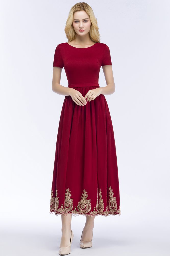 Vestidos de Baile de Finalistas de Tamanho Grande com Linha em A, Comprimento ao Tornozelo, Mangas Curtas e Apliques, com Cinto