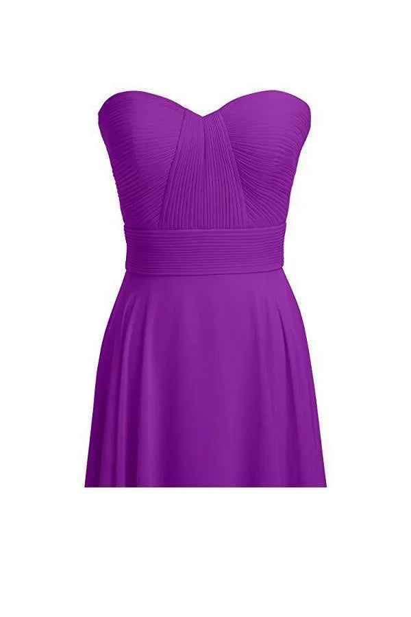 Abito da damigella d'onore in chiffon a linea ad A, lungo fino al pavimento, abito da sera per ballo BD004