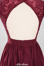 Vestidos de Dama de Honra em Chiffon com Renda, Decote em V, Sem Mangas, Comprimento até ao Chão, com Folhos em Linha A