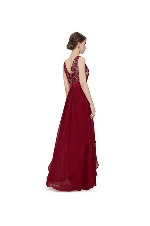 Abito da sera a linea ad A in chiffon con scollo rotondo Abito da festa Abito da ballo PG269