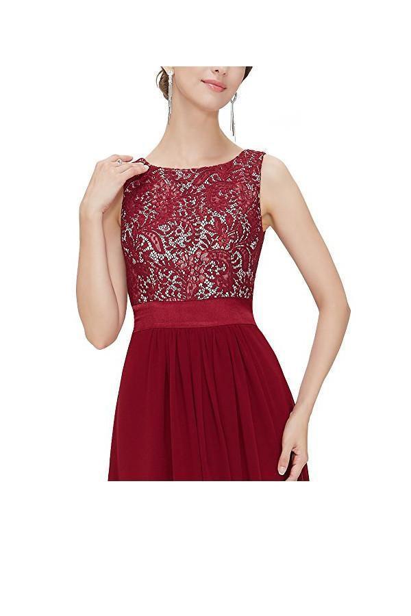 فستان سهرة بطراز خط A من الشيفون بياقة دائرية فستان حفلات فستان حفلة تخرج PG269