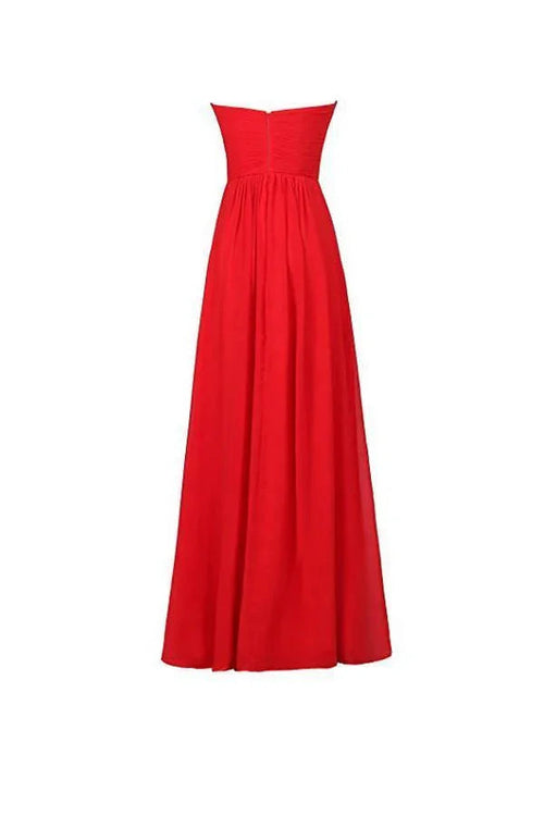 Abito lungo da sera a linea ad A in chiffon con scollo a cuore per damigella d'onore PG248