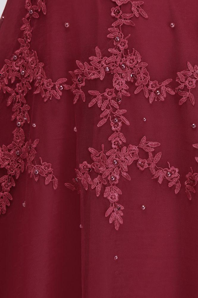 A-Linien-Besatz bodenlang ärmelloses Abendkleid in Übergröße aus Tüll mit Applikationen und Kristallen