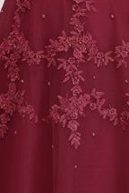 A-Linien-Besatz bodenlang ärmelloses Abendkleid in Übergröße aus Tüll mit Applikationen und Kristallen