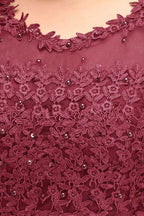 A-Linien-Besatz bodenlang ärmelloses Abendkleid in Übergröße aus Tüll mit Applikationen und Kristallen