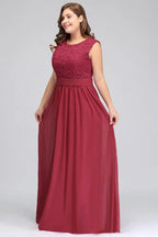 Robes de soirée longues sans manches en dentelle et mousseline, coupe droite, grande taille, avec ceinture