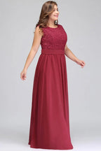 Robes de soirée longues sans manches en dentelle et mousseline, coupe droite, grande taille, avec ceinture