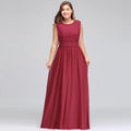 Robes de soirée longues sans manches en dentelle et mousseline, coupe droite, grande taille, avec ceinture
