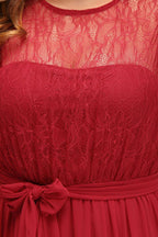 A-Linien-Kurzarmloses Abendkleid aus Chiffon in Übergröße mit Rüschen und Schleife