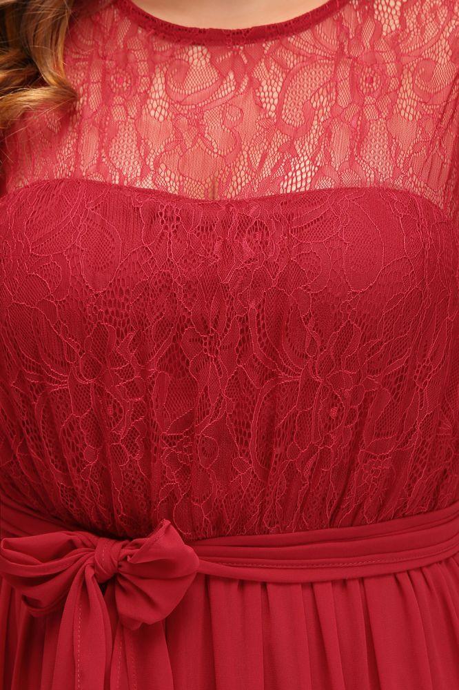 A-Linien-Kurzarmloses Abendkleid aus Chiffon in Übergröße mit Rüschen und Schleife