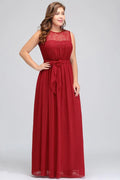 A-Linien-Kurzarmloses Abendkleid aus Chiffon in Übergröße mit Rüschen und Schleife