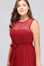 A-Linien-Kurzarmloses Abendkleid aus Chiffon in Übergröße mit Rüschen und Schleife