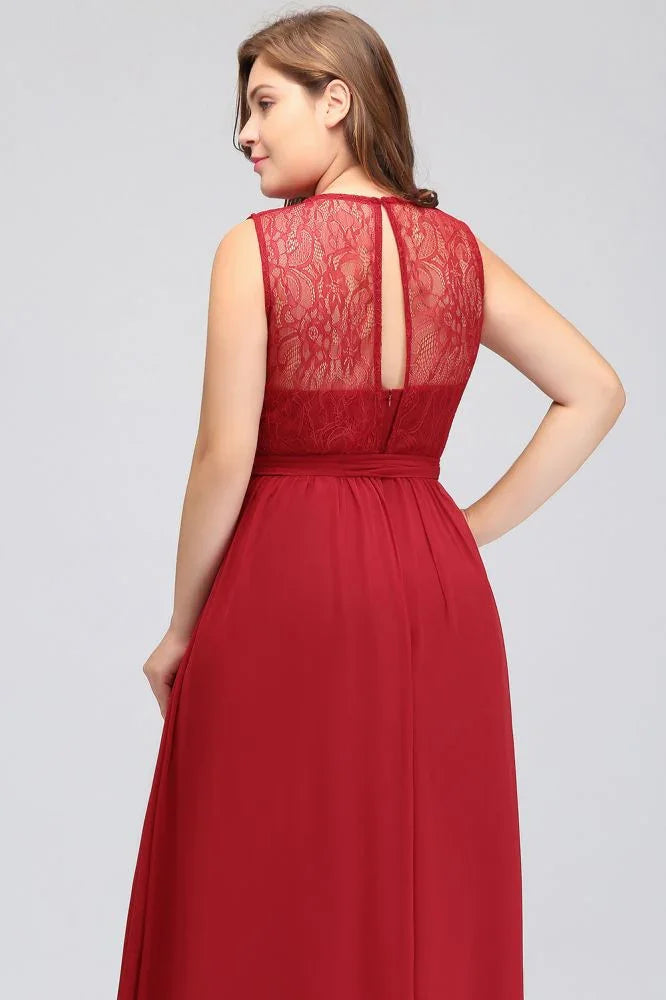 A-Linien-Kurzarmloses Abendkleid aus Chiffon in Übergröße mit Rüschen und Schleife