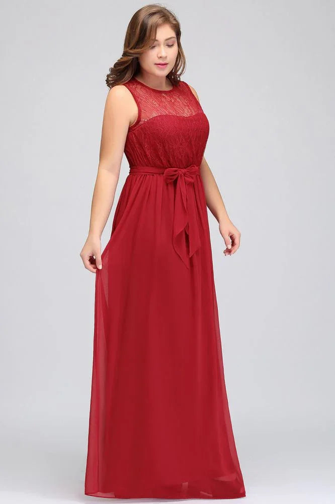A-Linien-Kurzarmloses Abendkleid aus Chiffon in Übergröße mit Rüschen und Schleife