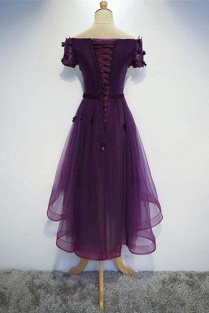 A-Linie Süßes Lila High Low Ballkleid Lila Homecoming Kleid