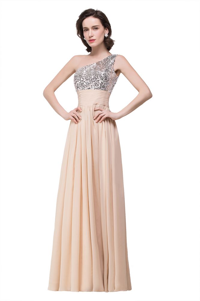 A-line Floor-length Chiffon Evening Dress with Sequined