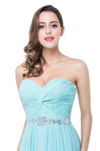 Vestidos de Dama de Honra em Chiffon com Folhos, Comprimento até ao Chão e Decote Coração em Linha A