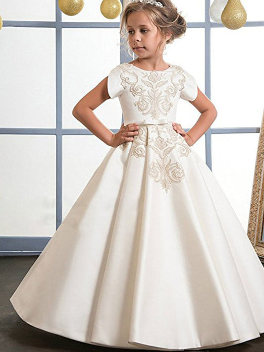 Vestidos de cetim com decote em A e decote em joia para casamento, aniversário, concurso de flores