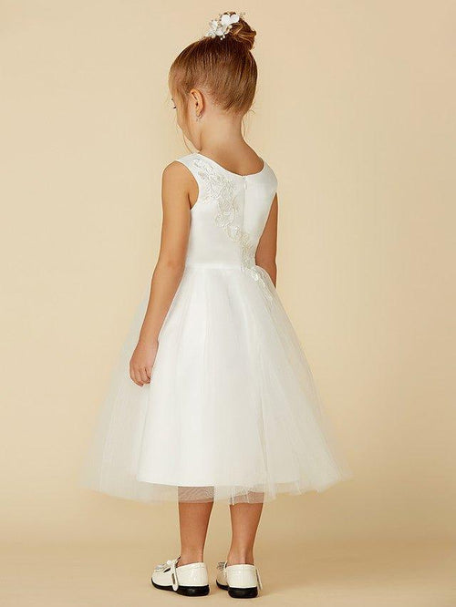 A Line Lace Tulle Sleeveless Jewel Neck First Communion Flower Girl Dress - photo 2
