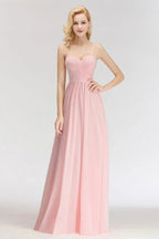 Abito da damigella lungo a linea ad A con scollo a cuore e spalline sottili senza maniche