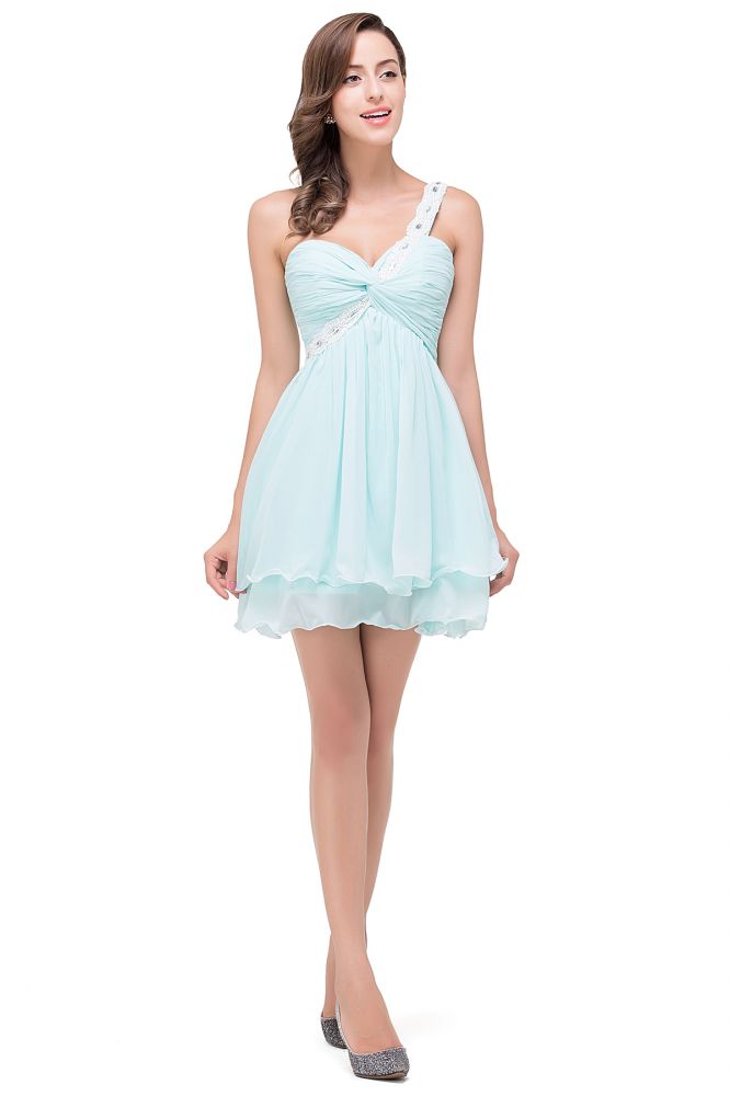 A-line One Shoulder Chiffon Homecoming Dress