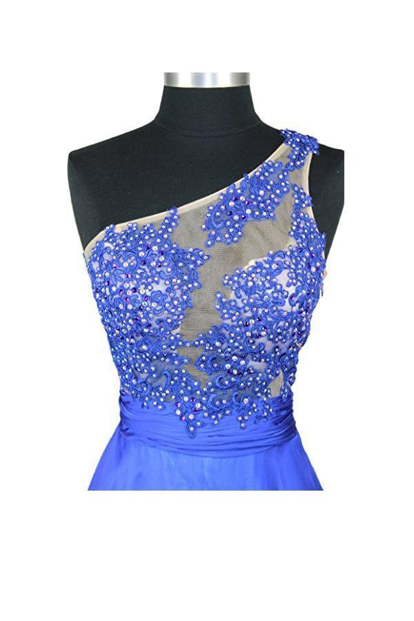 Abito da sera/promozione in chiffon a linea ad A con una spalla PG260