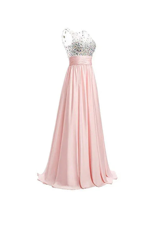 Abiti da sera a linea ad A in chiffon lunghi fino a terra PG255