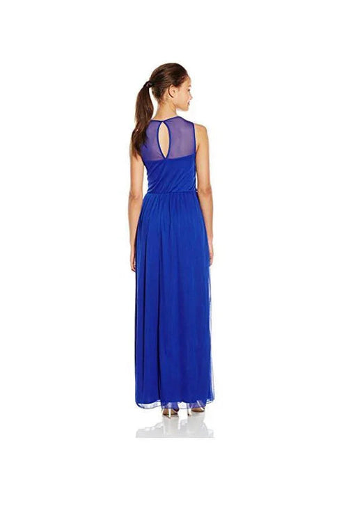 Abito lungo da sera a linea ad A con perline blu reale PG270