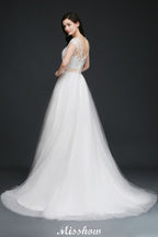 A-Linie U-Ausschnitt Hofschleppe Tüll Glamouröse Brautkleider mit Schärpe