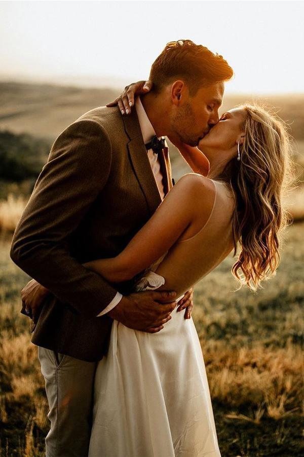 Abiti da sposa rustici da spiaggia, linea a, trasparenti, lunghi fino a terra