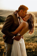 Abiti da sposa rustici da spiaggia, linea a, trasparenti, lunghi fino a terra