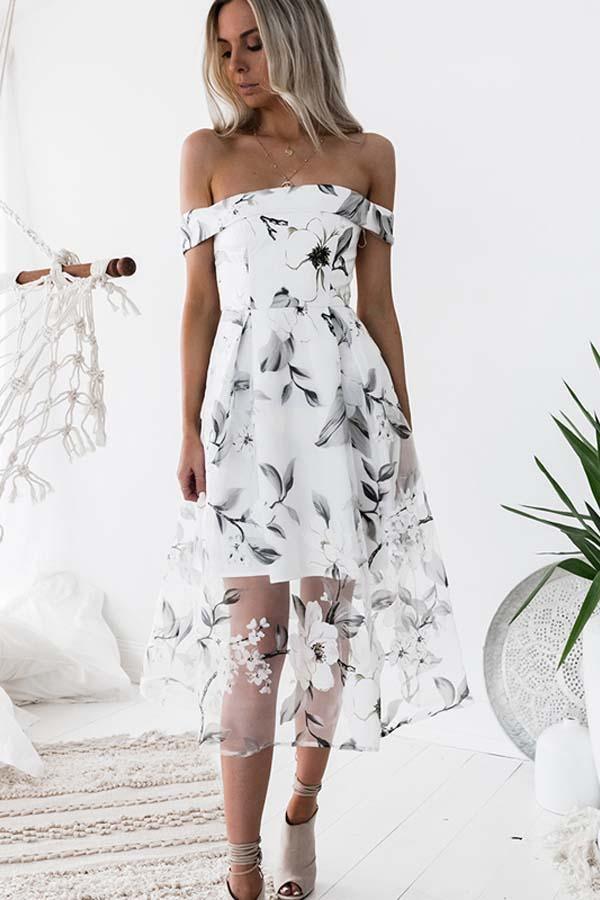 Vestidos de fiesta de tul únicos, corte A, sin mangas y hombros descubiertos, PD014