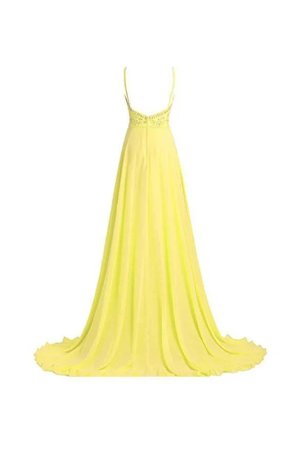 Abito lungo da sera con perline e spalline a linea A PG272