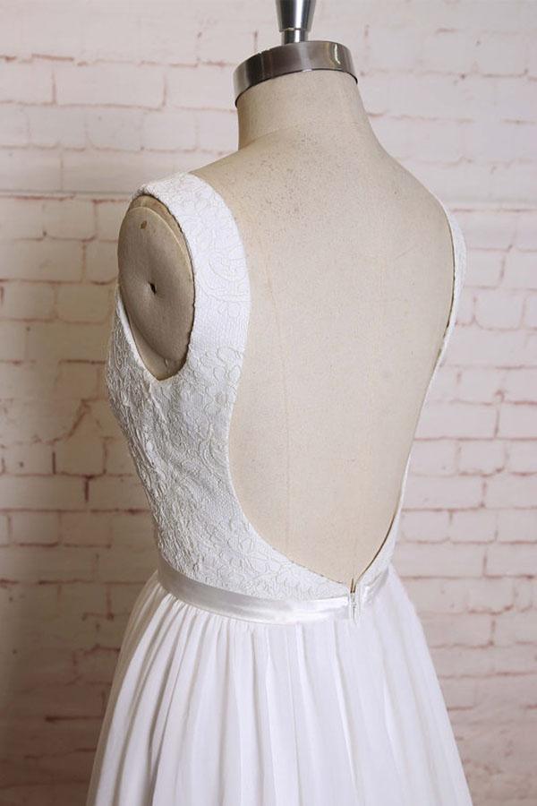 Abito da sposa a linea ad A con spalline, gonna a sirena, chiffon, applicazioni e schiena scoperta