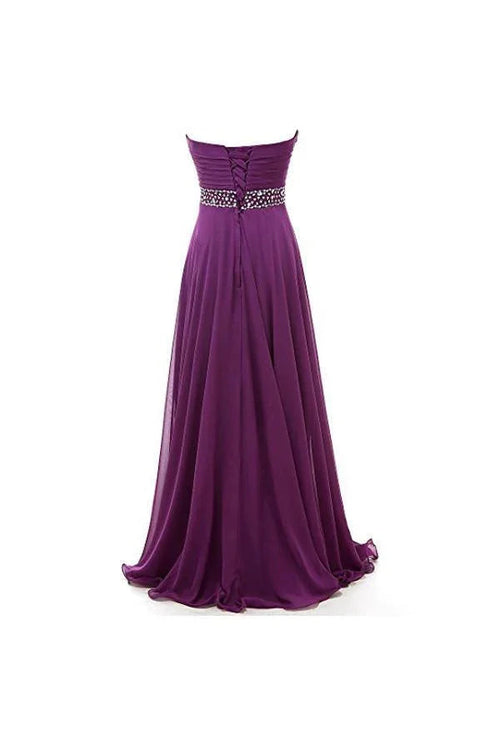 Vestidos longos de baile em chiffon com decote coração e corte em A PG249