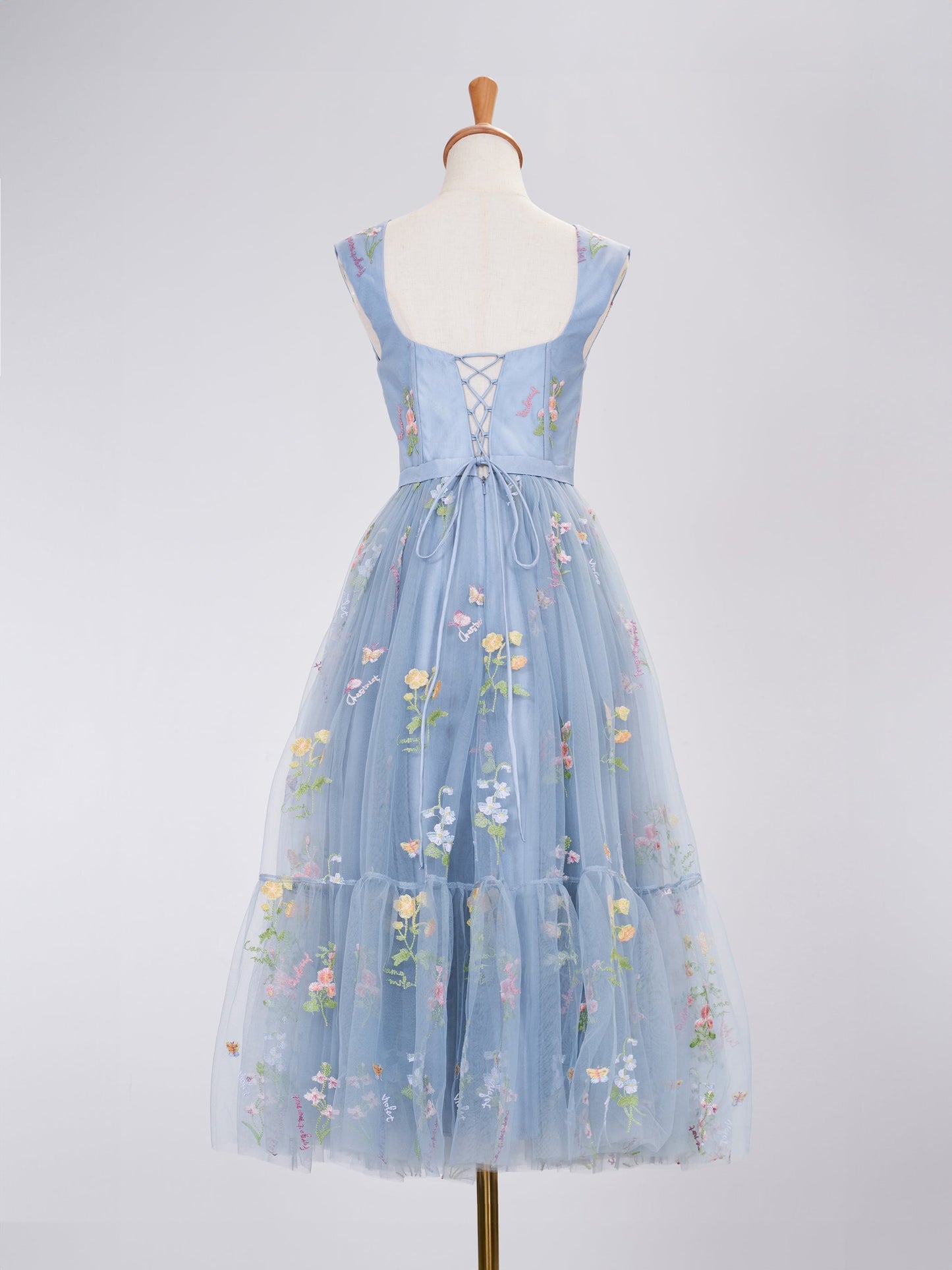 A-Linie Sweetheart Staubblau Langes Ballkleid mit Stickerei