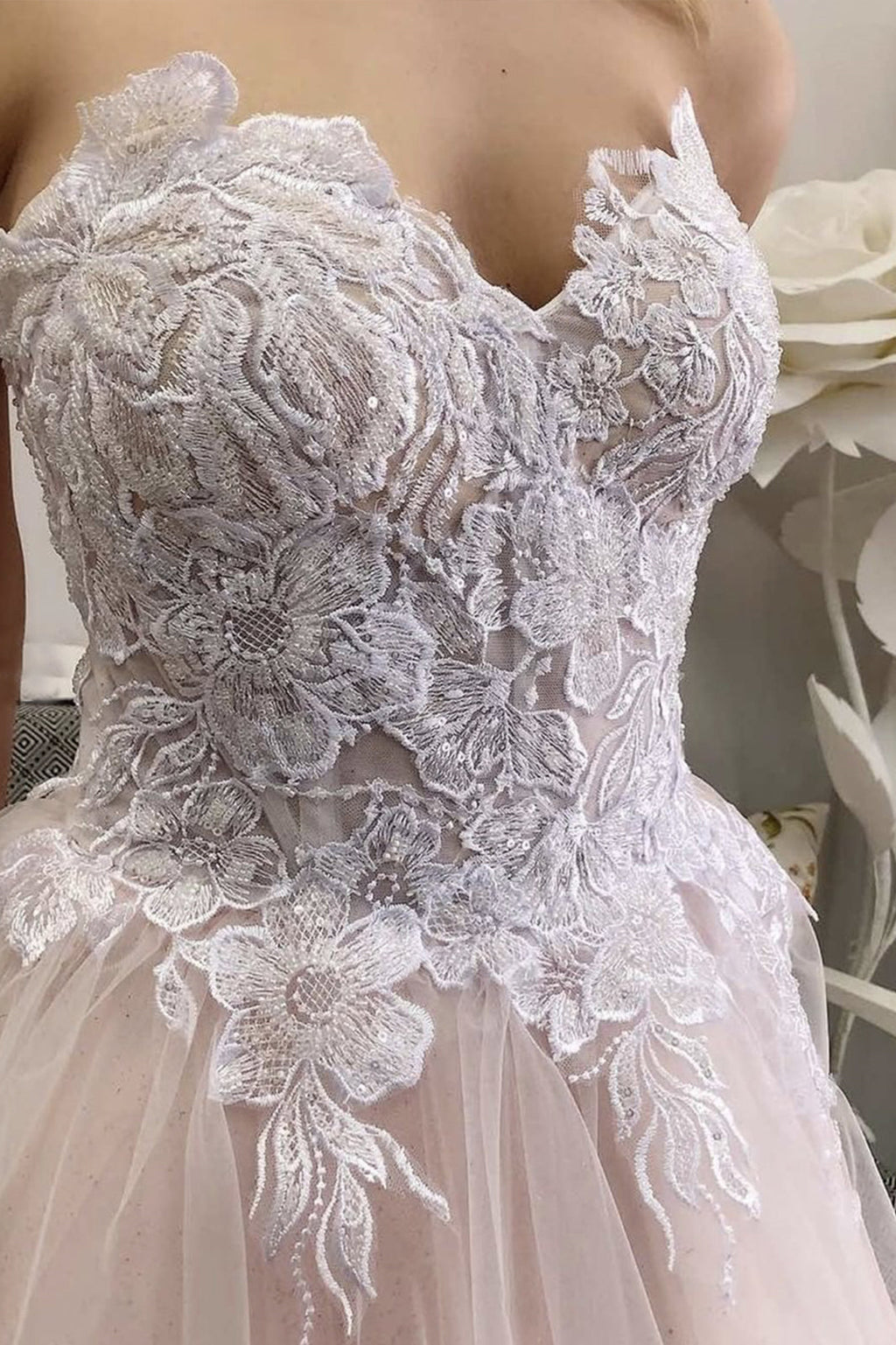 Vestidos formais de graduação em tule e renda com decote coração e corte em linha A, vestidos longos de baile de finalistas