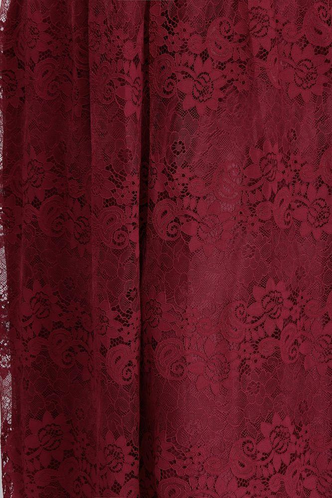 Robes de soirée bordeaux en dentelle, sans manches, à encolure en V, longueur au sol, coupe en A, grande taille