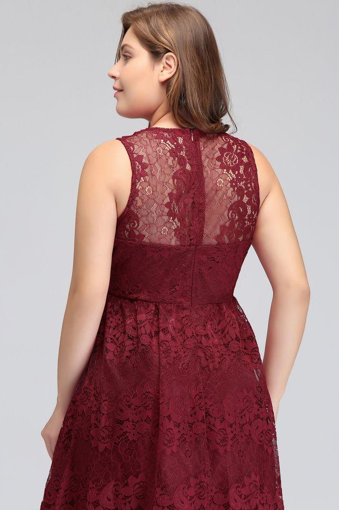 Robes de soirée bordeaux en dentelle, sans manches, à encolure en V, longueur au sol, coupe en A, grande taille