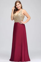 Robes de soirée longues sans manches à encolure en V, coupe en A, grande taille, avec applications
