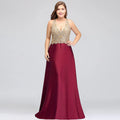 Robes de soirée longues sans manches à encolure en V, coupe en A, grande taille, avec applications
