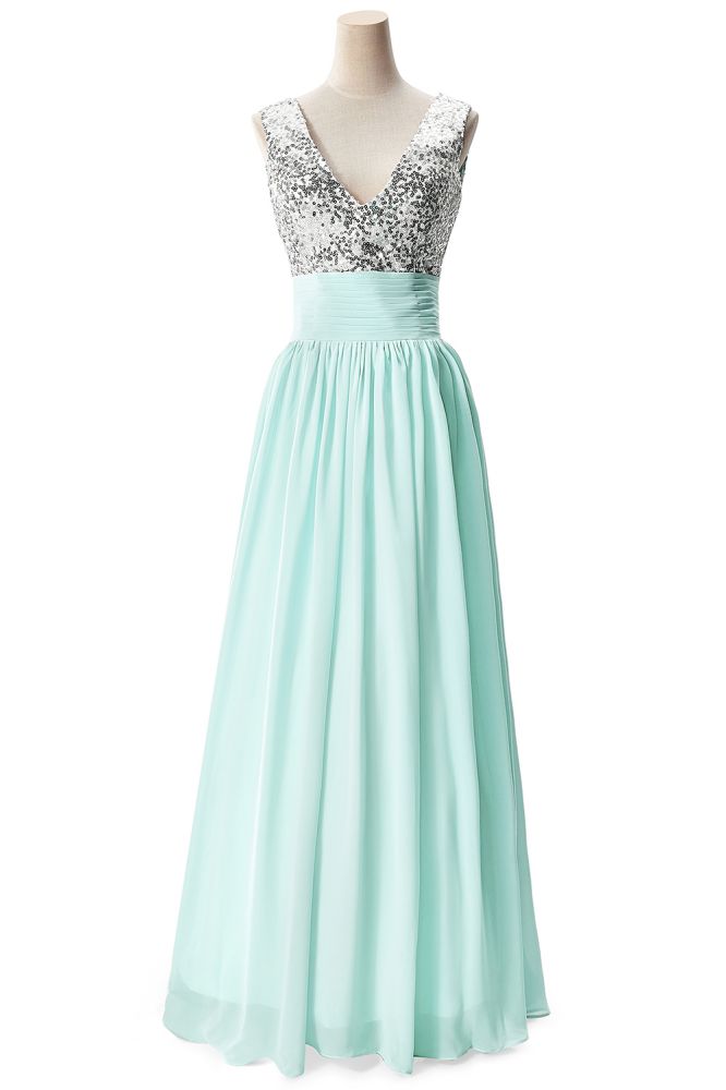 A-line V-neck Sequined Chiffon Party Dress