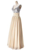 A-line V-neck Sequined Chiffon Party Dress