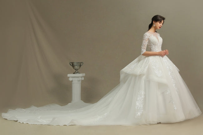 Abito da sposa a linea ad A | Abiti da sposa con maniche