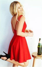 A-Linie Weiß Träger Satin Rückenfrei Kurzes Ballkleid Homecoming Kleid