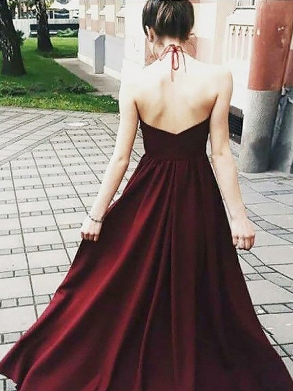 Abito da sera lungo a trapezio/elegante, senza maniche, con collo all'americana, applicazioni, elastico, in raso tessuto